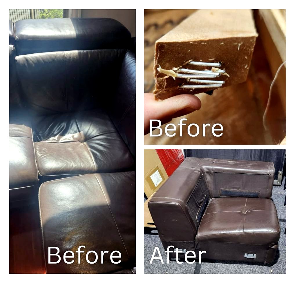 Leather lounge frame and corner repair