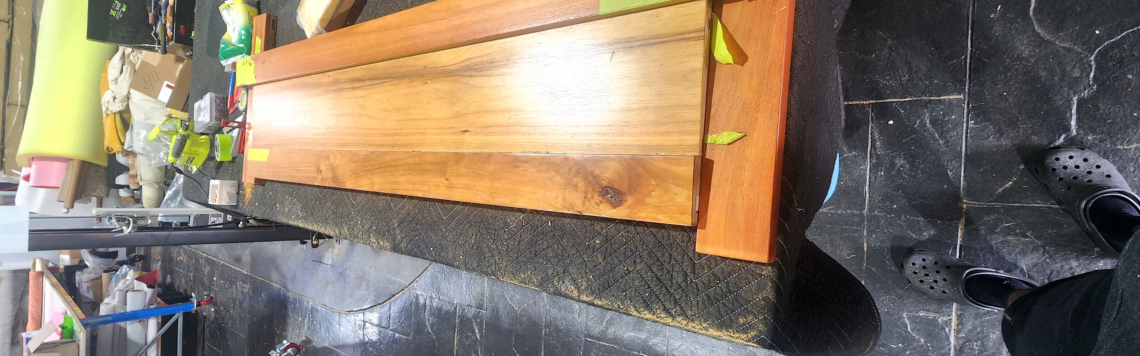 Shaping the footboard to match the bed head in progress